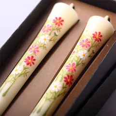 【10cm】四季の花ろうそく 2本入【コスモス】 ／ 全19種 秋桜 手描き 越後 新潟県 蝋燭 和柄 絵ろうそく 小池ろうそく店【メール便】