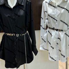 【 alexander wang 】レザーチェーンベルト ブラック シルバー ロゴ アレキサンダーワン ❤︎ WANG ベルト レザーベルト チェーンベルト バッグチェーン 付け替え 黒 ストリート y2k レディース 小物 アクセサリー 韓国 韓国服