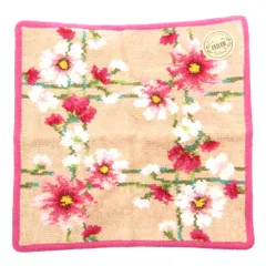 フェイラー FEILER ウィズシンシアリティー ハンカチ ハンドタオル 花柄 茶 ブラウン ピンク系 /GV