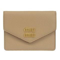 ミュウミュウ MIUMIU ヴィッテロダイノ カードケース 名刺入れ レザー ベージュ 5MF031 中古 新入荷 OBB0611