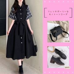 骨格ストレートさん特集♡選べる3点セット フレンチガーリー モノトーン レディース ワンピース バッグ 靴 セットアップ M L