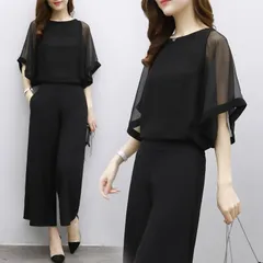 新品 [] かっこいいパンツドレス 袖あり 黒 セパレート パーティードレス 結婚式 お呼ばれ ドレス 30代 40代 50代 黒ドレス セットアップ kkkrsw