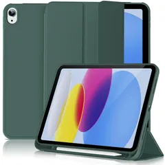 【人気商品】ペンシル収納 三つ折りスタンド ホルダー付き ケース ケース スリープ機能 第10世代 ipad 軽量 ipad 薄型 11/10.9インチ 2022 傷つけ防止 2025 (A16) PU合成レザー 10世代 11世代 パイングリーン Lsmmp