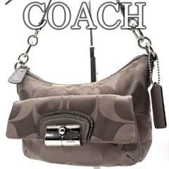 【美品】COACH コーチ シグネチャー ミニホーボー サテン グレージュ プッシュロック Y2K 2000s Vintage Logo Small Shoulder Bag Elegant
