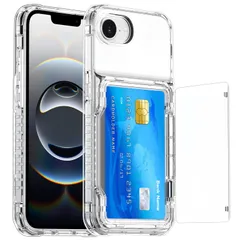 【特価セール】MuZiF iPhone 16e 用 ケース クリア 米軍MIL規格の保護 カード収納 耐衝撃構造 黄変防止 擦り傷防止 透明 PC 背面クリア アイフォン16e 用 カバー クリアケース（iPhone 16e用クリア）