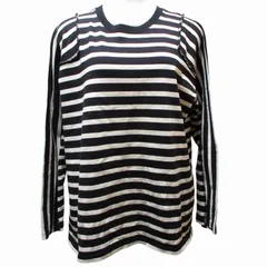 ズッカ zucca 美品 近年モデル ボーダーＴシャツ カットソー ストライプ切替 バイカラー 長袖 黒×白 ブラック×ホワイト Mサイズ 0609のサムネイル