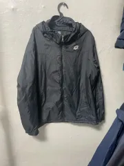 宝くじ 黒 ウインドブレーカー フード付き ジップアップパーカー