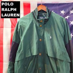POLO RALPH LAUREN ポロ ラルフローレン ウインドブレーカー ブルゾン XL リブライン グリーン × ネイビー 10599