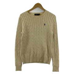 POLO RALPH LAUREN ポロ ラルフローレン 刺繍 ケーブル編みニット sizeM/ライトベージュ