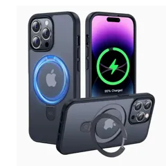在庫限り‼︎CASEKOO iPhone14ProMax 用 ケース 隠し収納式 米軍MIL規格 耐衝撃 スマホケース 指紋防止 ストラップホール付き ワイヤレス充電対応 2023年新型 アイホン14pro max 用 ケース 6.7インチ カバー（ブラック）