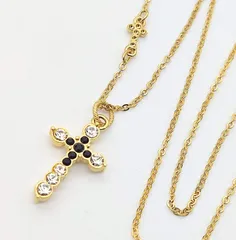 【美品】ミッシェルクラン　クロスデザイントップロングネックレス