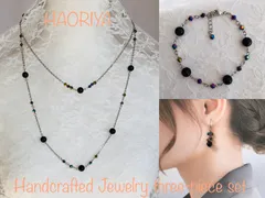 オブシディアン3点セットネックレス×ブレスレット×ピアス【嬉しいプレゼント付き】