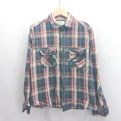 ◇ ⊇◎ ALCARZA アルカルザ チェック柄 長袖 ネルシャツ サイズM ベージュ ネイビー系 メンズ E  【1504240008097】