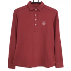 【美品】ビームスゴルフ 長袖ポロシャツ レッド ロゴ刺しゅう  レディース M ゴルフウェア BEAMS GOLF