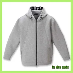 n the attic フードライン ロゴ フルジップ パーカー モクグレー 2L メンズ MEN グレー クッション性 ダンボールニット ストレッチ 美品_P9