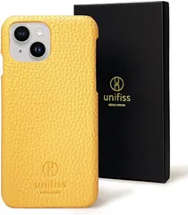 unifiss iphoneケース 14 第16世代 薄型 軽量 ワイヤレス充電対応 高級 シュリンク PUレザー カバー スマホケース マット スリム スマホカバー( イエロー,  iPhone 14)