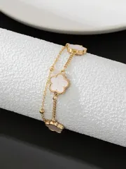 ジュエリー メンズ ブレスレット 1個 シンプルでスタイリッシュなクローバーペンダント メンズブレスレット、日常着用 誕生日プレゼント (最初の層のビーズの数はランダム、ギフトボックスは除く)