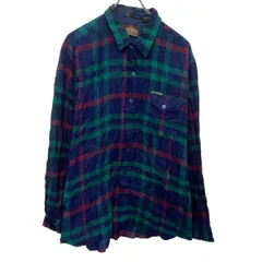 長袖 チェックシャツ XL ブルー グリーン レッド ボタン ビッグサイズ 胸ポケット カジュアルシャツ 古着卸 アメリカ仕入 a704-5116