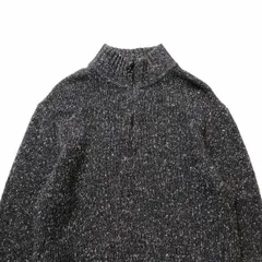 90's 00's Jクルー ハーフジップ ウール×コットン ニットセーター グレー系 (L) ネップ入り ハイネック 90年代 旧タグ オールド J.CREW  アメリカ古着 USED  ビンテージ ヴィンテージ
