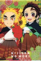 【中古】バッジ・ピンズ 煉獄杏寿郎＆竈門炭治郎 「ニジゲンノモリ×鬼滅の刃 第五弾 長方形缶バッジ(ペア)」