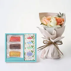 ホシファーム フリルブーケ ホワイトオレンジ ８本＆フィナンシェ ティー７個入