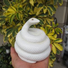 白蛇 白へび ヘビ White snake（大）天然大理石 手作り品 蛇 巳年　 品番：HB-C