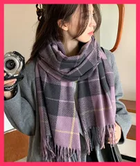 【スタッフおすすめ！】 ストール 大判 マフラー チェック柄 配色マフラー/両面マフラー/韓国ファッション レディース タッセルマフラー 大人 可 おすすめ おしゃれ　人気 上品 99YQFS-002