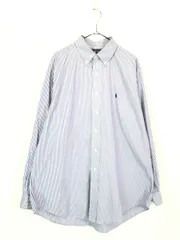 古着 90s Ralph Lauren 「YARMOUTH」 紺×白 ストライプ OXフォード BD シャツ 16 1/2 古着 