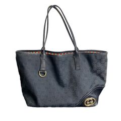 グッチ トートバッグ ニューブリット GGキャンバス × レザー 黒　JS