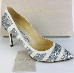 JIMMY CHOO・ジミーチュウ★レディース レザー グリッターライン パンプス（35 1/2）