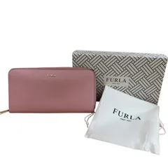 DD106 FURLA フルラ　長財布　ラウンドファスナー　ピンク　レディース