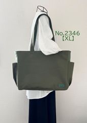 【XLサイズ】〈底板付き〉カーキ　8号倉敷帆布使用　サイドポケット　大きめトートバッグ　底板付き　肩掛けバッグ　akaneko