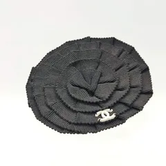 【希少/美品】CHANEL　シャネル　コサージュ　ココマーク　フラワーブローチ　カメリア　ブラック　ヴィンテージ
