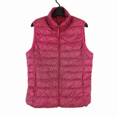 ユニクロ UNIQLO SPRZ NY MOMA ウルトラライト ダウンベスト 総柄 ジップアップ XL ローズレッド ピンク
