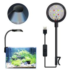 【数量限定】360度調整 曲げ可能 クリップ式水槽ライト アクアリウムライト 観賞魚飼育 水槽照明 ライト ライト 水草育成 小型水槽 四色ライト 省エネ 14ランプ LED 黒 水槽 PAVIKE