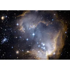 絵画風 壁紙ポスター (はがせるシール式) 星の競演 ngc 602 小マゼラン雲 散開星団 星雲 恒星 みずへび座 銀河 ギャラクシー 神秘 キャラクロ GLXY-018A1 (A1版 830mm×585mm) ＜日本製＞ ウォールステッカー お風呂ポスター