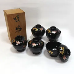 輪島塗　鉄仙蒔絵　おもてなし揃　2客セット Amazon.co.jp: 謹製 漆器 輪島塗 本蒔絵 黒鉄仙 木製 蓋付椀 お