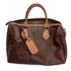 【真贋判定済】ETRO エトロ ペイズリー柄ボストンバッグ ペイズリー柄×茶 レディースバッグ B0128KCU59
