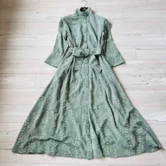 【極美品】プチローブ　花柄総柄刺繍　シャツワンピース ベルトリボン　ミント