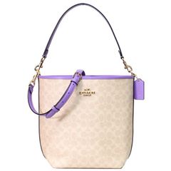 コーチ バッグ COACH バケツ型 コーティングキャンバス レザー シグネチャー シティ バケット ロゴ 2way レザー クロスボディ 斜め掛け ショルダー ハンドバッグ サンド×アイリス CT802