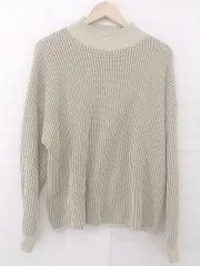 ◇ LOWRYS FARM ハイネック ストライプ ハイゲージ 長袖 ニット セーター サイズF ベージュ マルチ レディース E  【1305250009643】