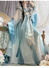 南梔 漢服 魏晋南北朝 交領 コスプレ衣装 中華風 仙女服 刺繍 H61