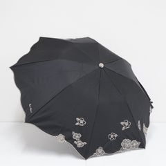 折たたみ日傘 NINA RICCI ニナリッチ USED品 東レサマーシールドLi 晴雨兼用 ロゴ刺繍 オーガンジーフラワー UV 遮光 遮熱 50cm FA9118