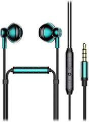 テレワーク本舗 互換品マイク付きイヤホン 有線 マスクでもクリアな音声 パソコン用イヤホン イヤフォン 有線イヤホン Zoom 3.5mm ジャック Android/PC(ブルーグリーン)