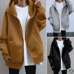 パーカー レディース ジップアップパーカー 微起毛 薄手 秋冬 ゆったり ナチュラル 体型カバー トップス 秋冬服