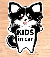 キッズインカー.ベビーインカー.チャイルドインカー【わんこチワワ.ブラックホワイト】マグネットタイプ/シールタイプ/吸盤タイプ
