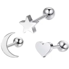 星　月　ハート　軟骨　ストレートバーベル　ボディピアス