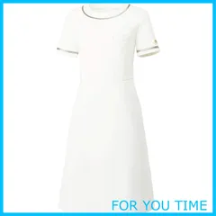 【人気商品】[ミッシェルクラン] 女性用 レディース 後ろファスナー シンプル 高めウエスト ワンピース 【透防止/制電/ストレッチ/制菌/工業洗濯対応】 MK0020 C-12 オフホワイト