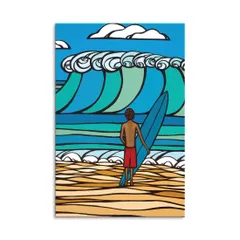 Lサイズヘザー ブラウン 『 サーフ ガール 』 406mm × 508mm