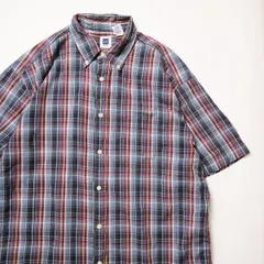 00’s ギャップ GAP チェック インドマドラス ボタンダウンシャツ 半袖 (L) インド綿 マドラスチェック 00年代　旧タグ オールド アメリカ古着 USED  ビンテージ ヴィンテージ